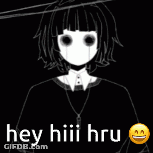 Black And White Girl With Big Eyes Saying Hey Hiii Hru GIF