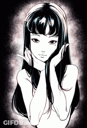 Black And White Girl With Hands On Face GIF