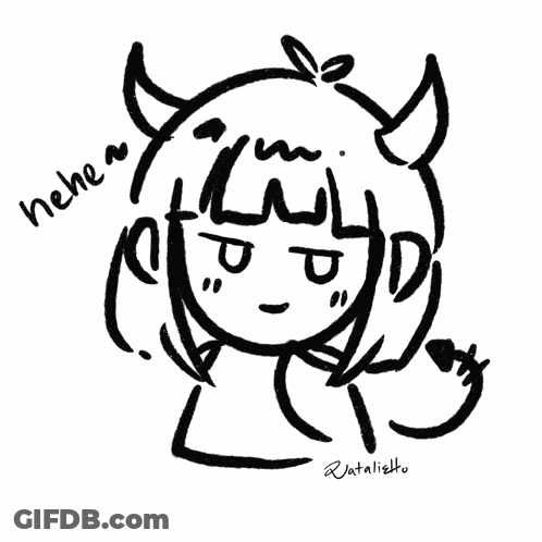 Black And White Girl With Horns And Nehe GIF