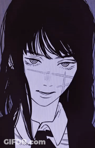 Black And White Girl With Long Black Hair And Tie GIF