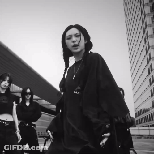 Black And White Girl With Shirt Saying Far GIF