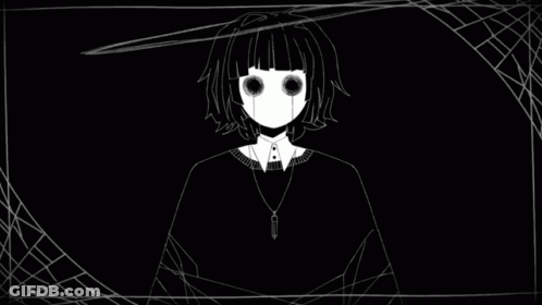 Black And White Girl With Spider Web GIF