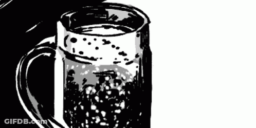 Black And White Glass Of Soda With Bubbles GIF