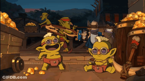 Black And White Goblins Holding Sticks GIF