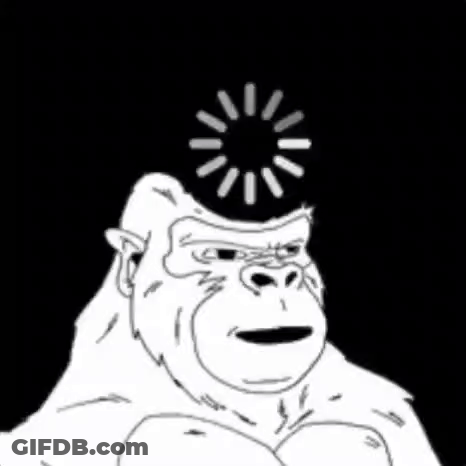 Black And White Gorilla With Loading Bar On Head GIF