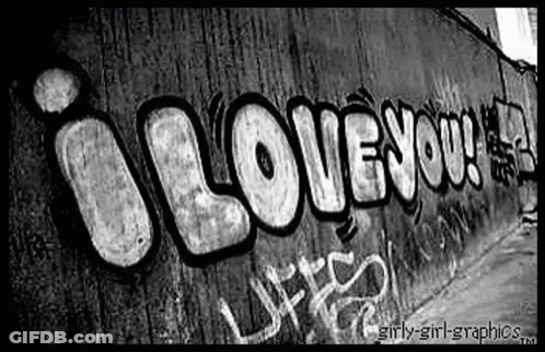 Black And White Graffiti I Love You GIF