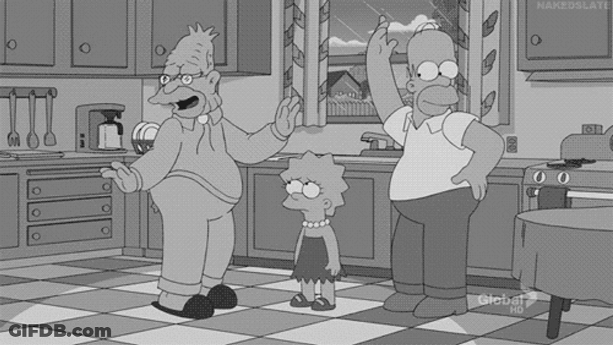Black And White Grandpa Simpson Dancing With Homer GIF