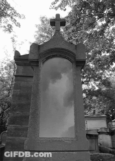 Black And White Grave With Cross GIF