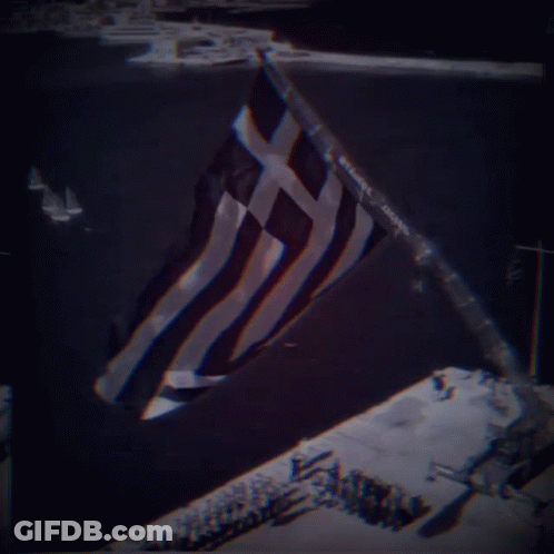 Black And White Greek Flag With Athens GIF