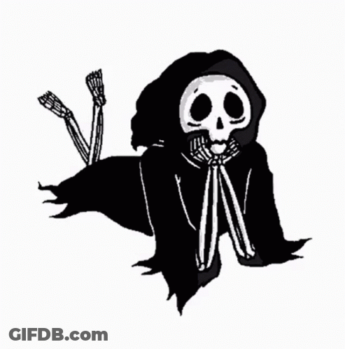 Black And White Grim Reaper With Hood And Skeleton Legs GIF