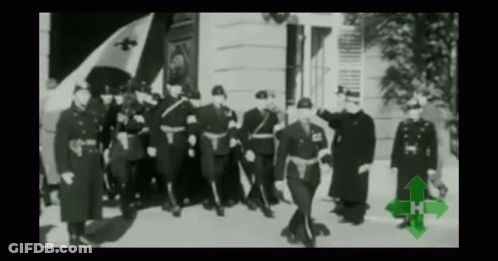 Black And White Group Of Men With Green Arrow Up GIF