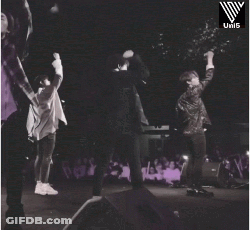 Black And White Group On Stage With Uni5 GIF