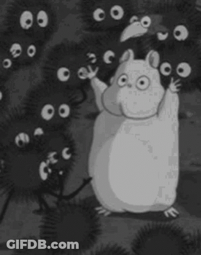 Black And White Hamster Surrounded By Eyes GIF