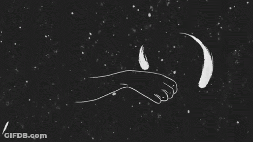 Black And White Hand Reaching For Crescent Moon GIF