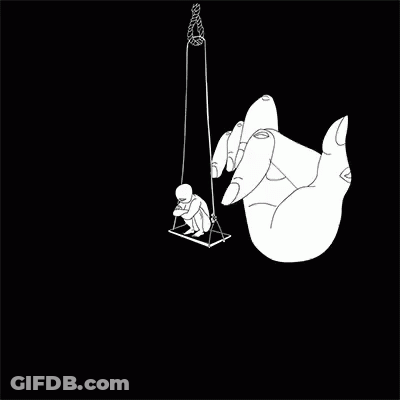 Black And White Hand Reaching To Child On Swing GIF