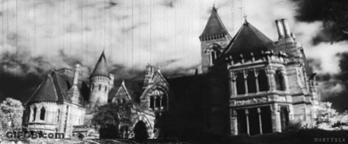Black And White Haunted House Morticia GIF
