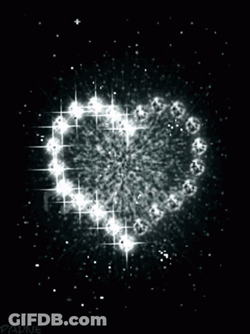 Black And White Heart Sparkles GIF