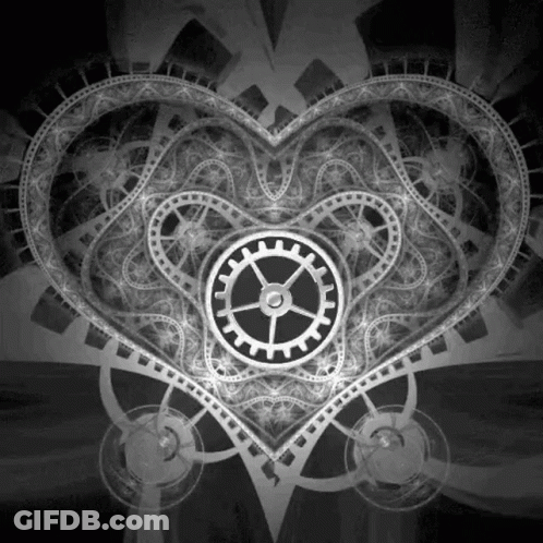 Black And White Heart With Gear GIF