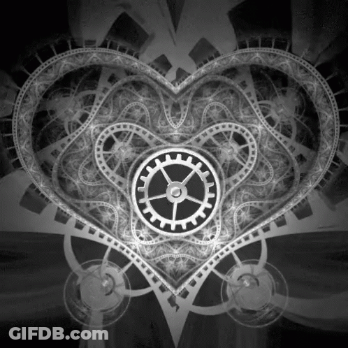 Black And White Heart With Gear GIF