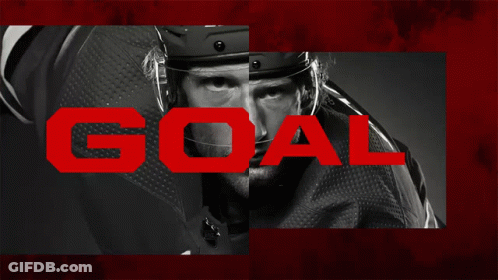 Black And White Hockey Player Goal GIF