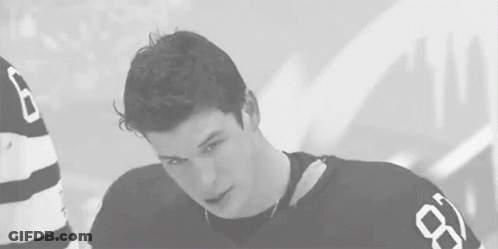 Black And White Hockey Player Jersey Number 6 GIF