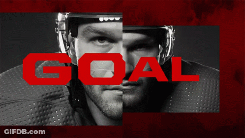 Black And White Hockey Player With Red Goal GIF