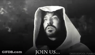 Black And White Hooded Man Saying Join Us GIF