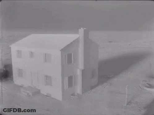 Black And White House With Snow On Roof GIF