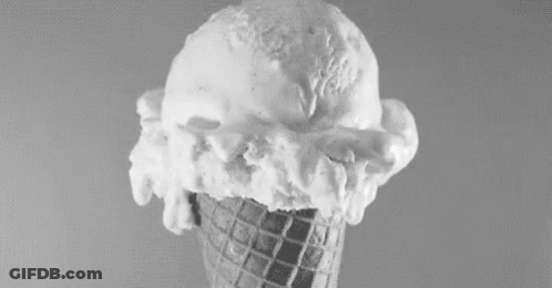 Black And White Ice Cream Cone Melting GIF