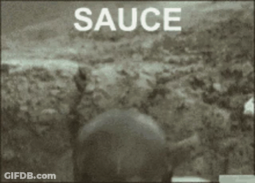 Black And White Image Saying Sauce GIF