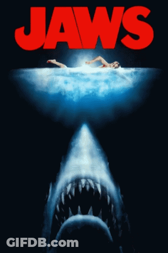 Black And White Jaws Shark Poster GIF