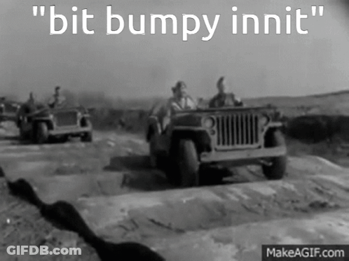Black And White Jeep With Bit Bumpy Innit GIF