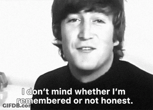 Black And White John Lennon Saying I Don't Mind Whether I'm GIF