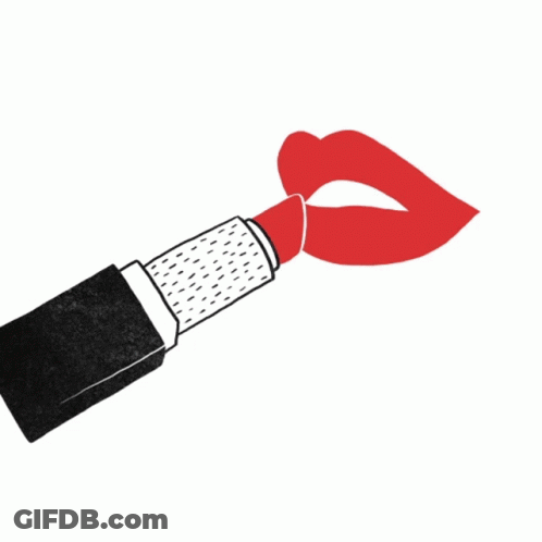 Black And White Lipstick With Red Lip Coming Out GIF