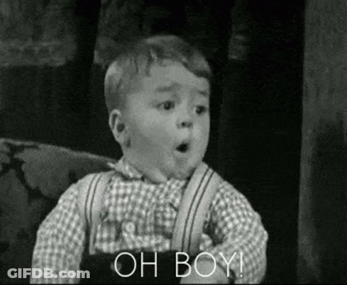 Black And White Little Boy Saying Oh Boy GIF
