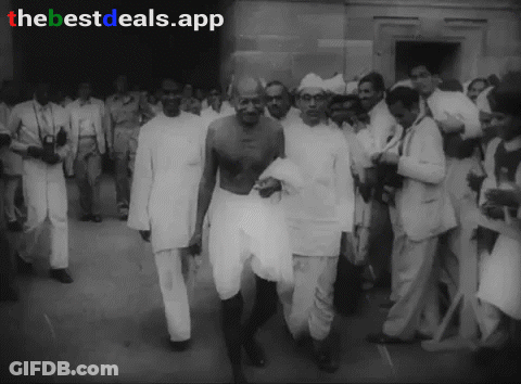 Black And White Mahatma Gandhi With BestDeals App GIF