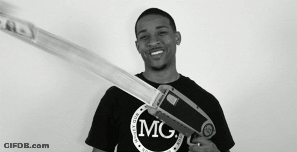 Black And White Making It Rain Money Gun GIF
