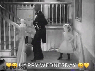 Black And White Man And Little Girl Dancing On Stairs GIF