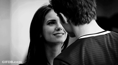 Black And White Man And Woman Kissing GIF