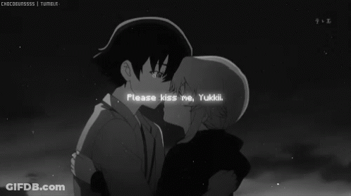 Black And White Man And Woman Kissing Please Kiss Me Yukku GIF
