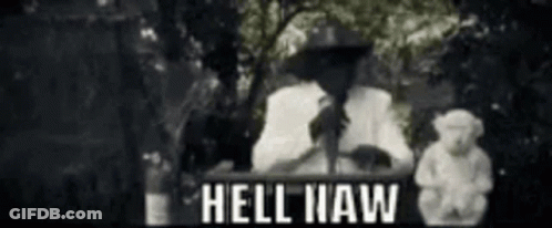 Black And White Man At Hell Haw Sign GIF