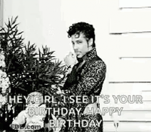 Black And White Man Birthday Message Christmas Tree GIF