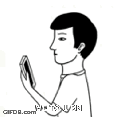 Black And White Man Covering Mouth Looking At Cell Phone GIF