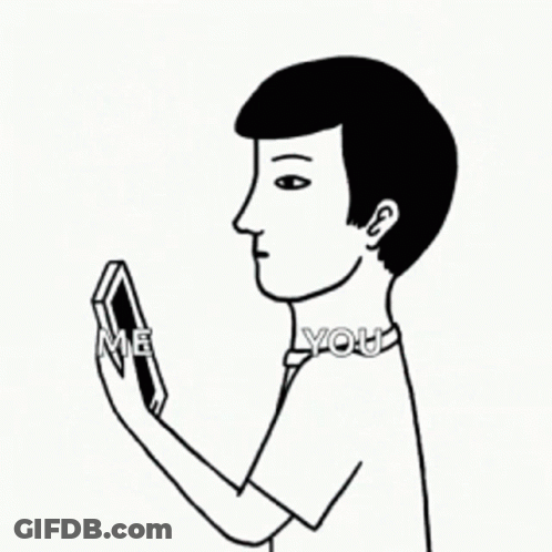 Black And White Man Covering Mouth Looking At Cell Phone GIF