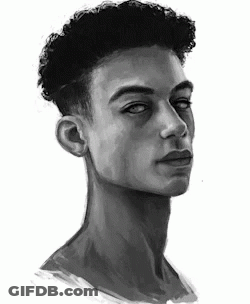 Black And White Man Curly Hair Looking Camera GIF