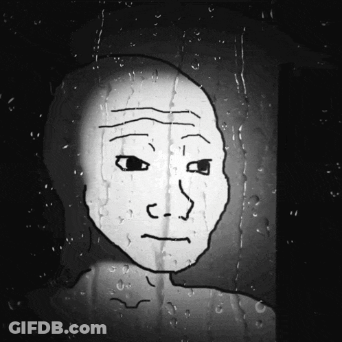 Black And White Man Face Behind Window With Water Drops GIF