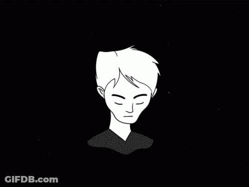 Black And White Man Head With Yellow Blue Circle GIF