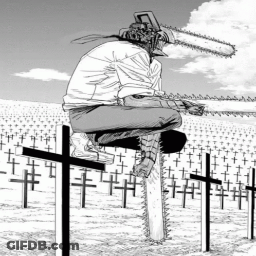 Black And White Man Holding Chainsaw GIF