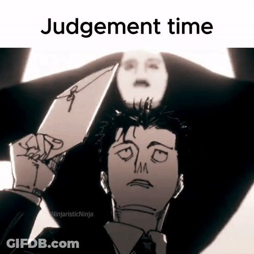 Black And White Man Holding Knife Judgement Time GIF