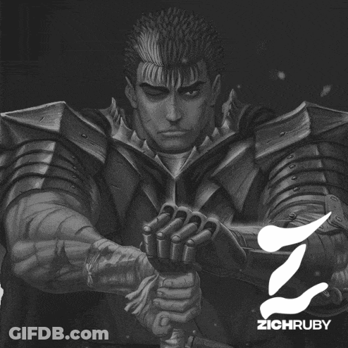 Black And White Man Holding Sword In Front Of Black Hole GIF